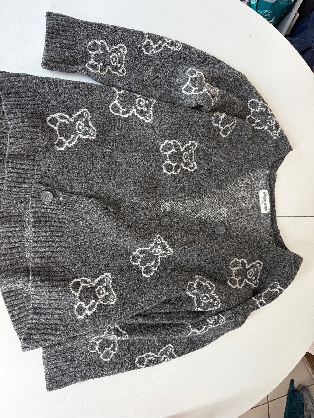 No Boundaries Charcoal Gray Teddy Bear Button Cardigan #e25